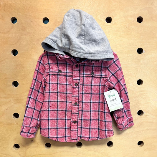 Red/Blue Plaid Hooded Flannel