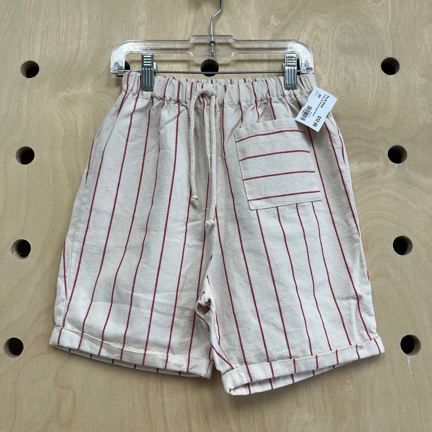 Cream & Red Striped Organic Shorts