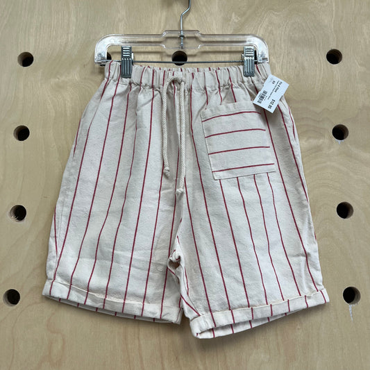 Cream & Red Striped Organic Shorts