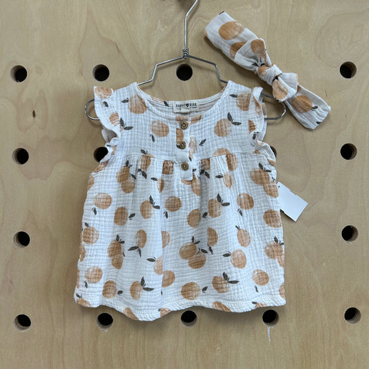 Cream Oranges Muslin Tank & Headband