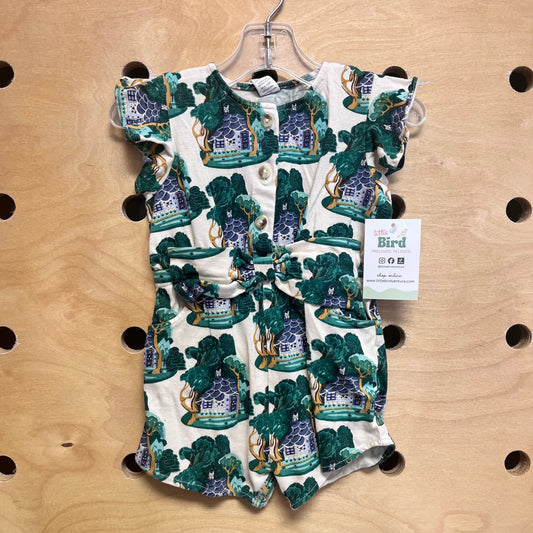 Cream Trees & House Organic Romper