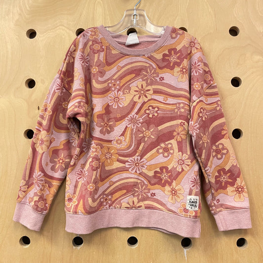 Pink Floral Crewneck Sweatshirt