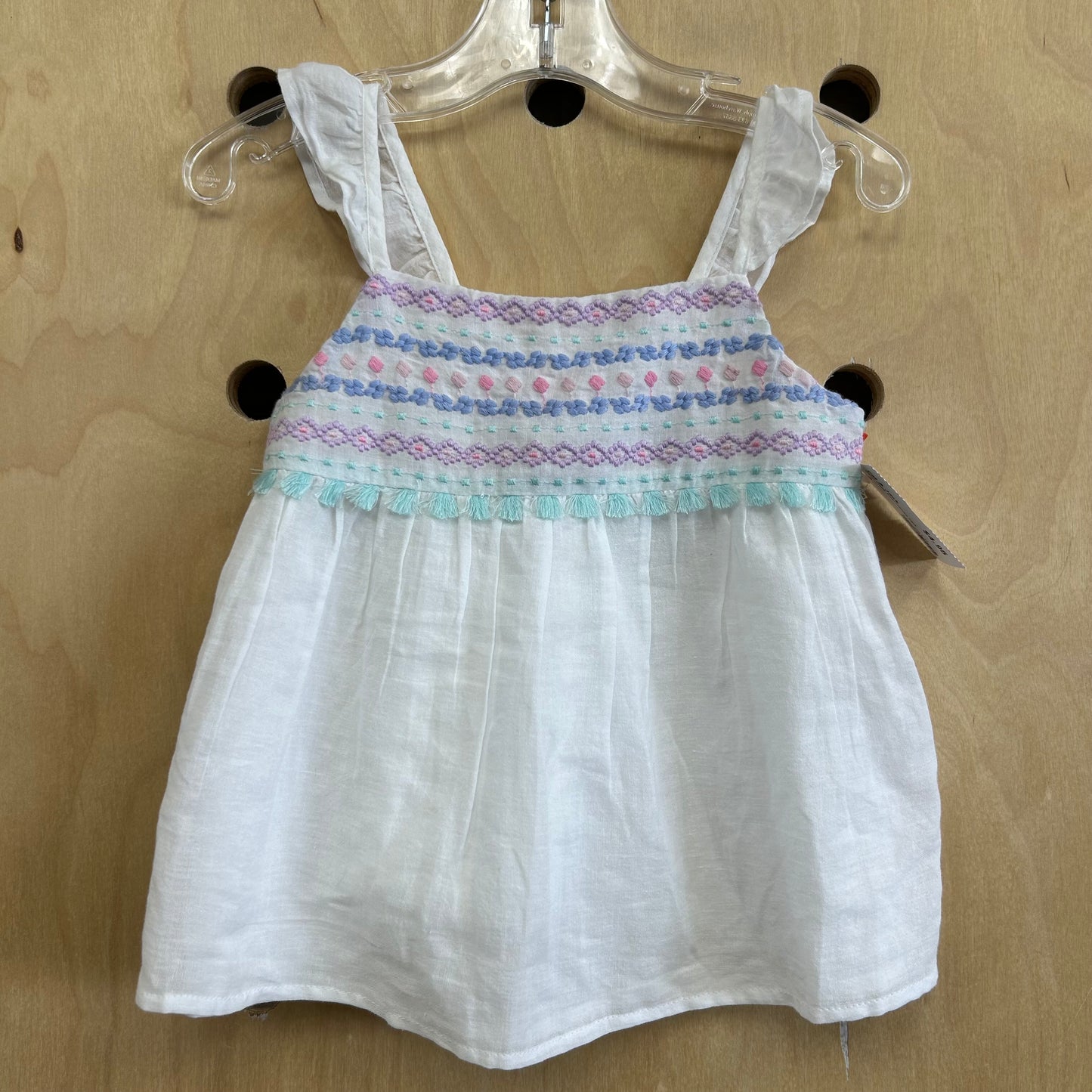 White Flowy Embroidered Tank