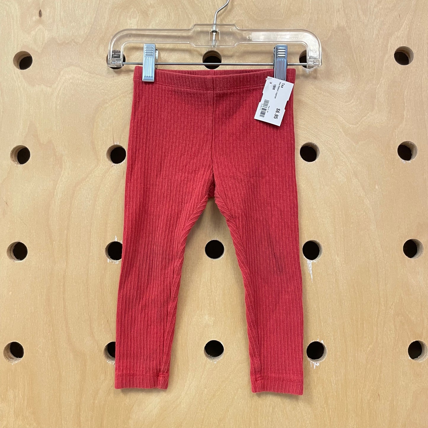 Red Ribbed Leggings