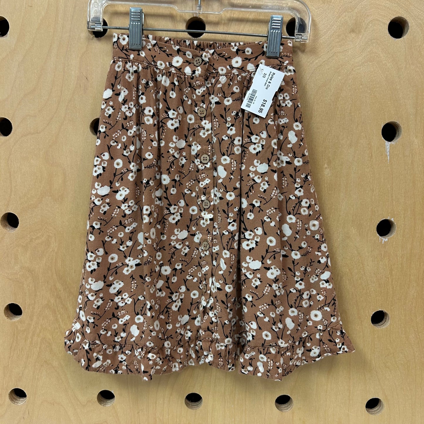Brown Floral Skirt