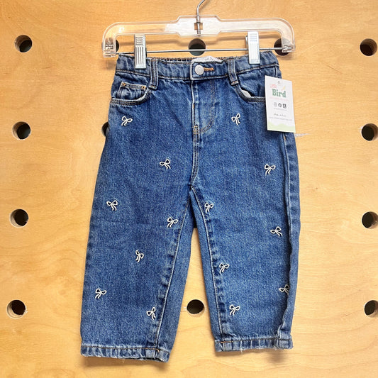 Embroidered Bows Denim Pants