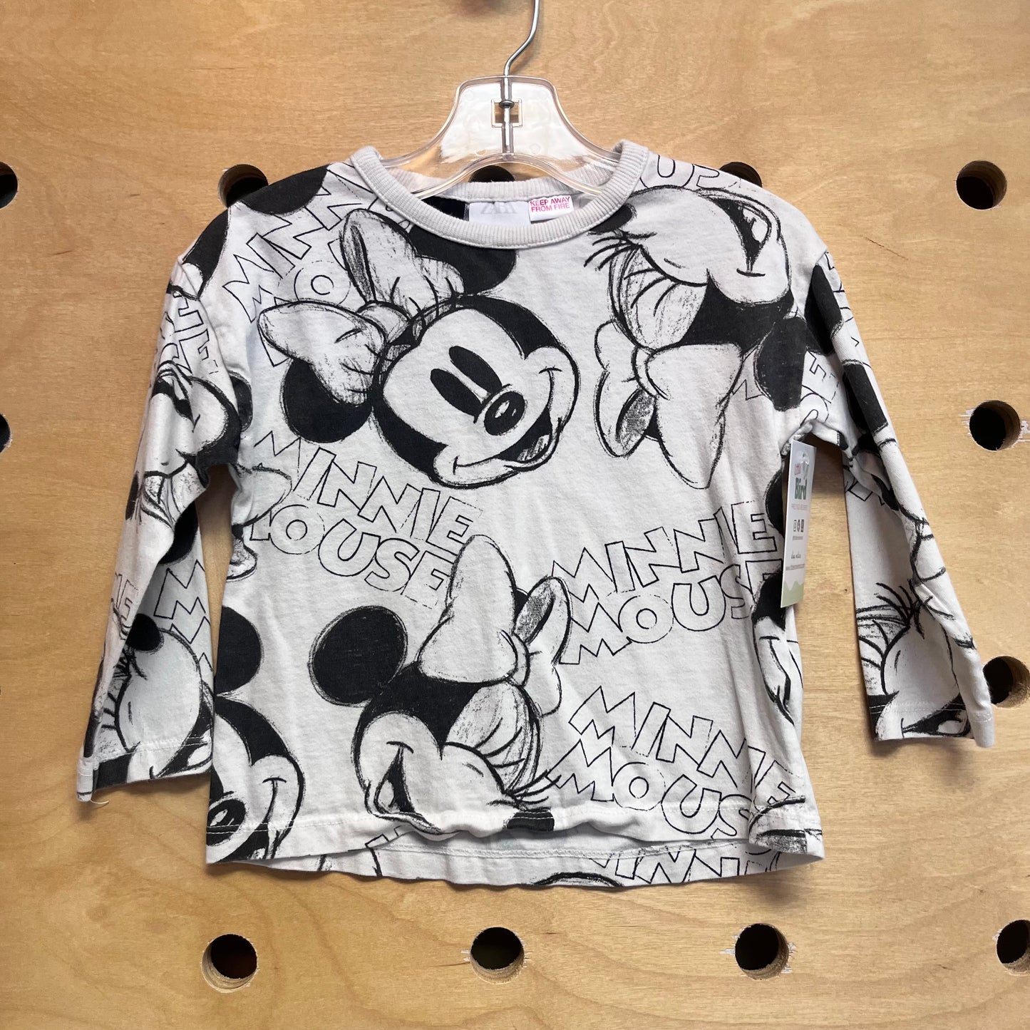 Black/White Minnie Mouse LS