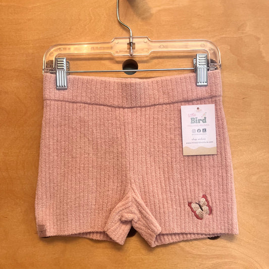 Pink Velour Ribbed Butterfly Bike Shorts