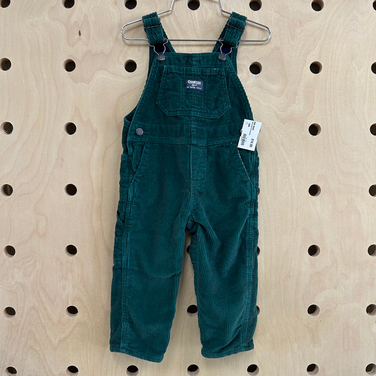 Lined Green Cord Overalls