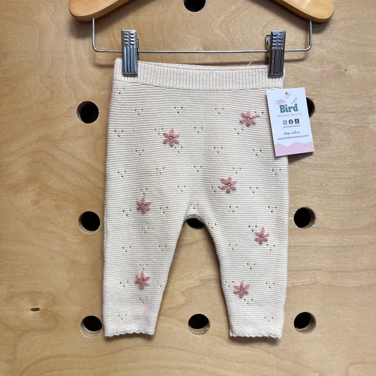 White Knit Flower Pants