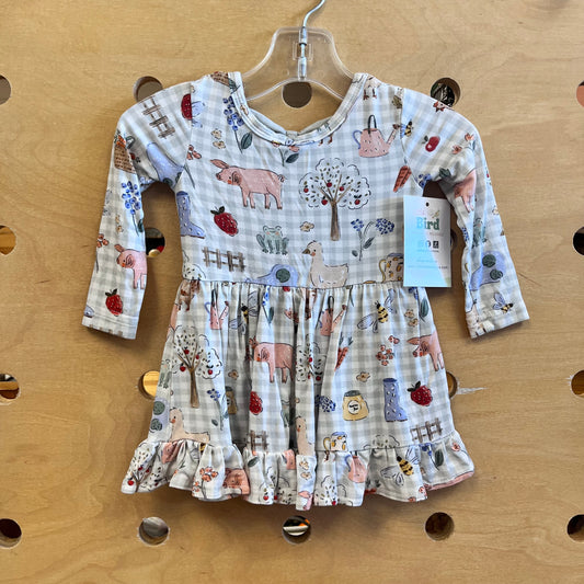 Bamboo Plaid Barnyard Animals Dress