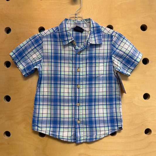 Blue/Pink Plaid Button Up Shirt