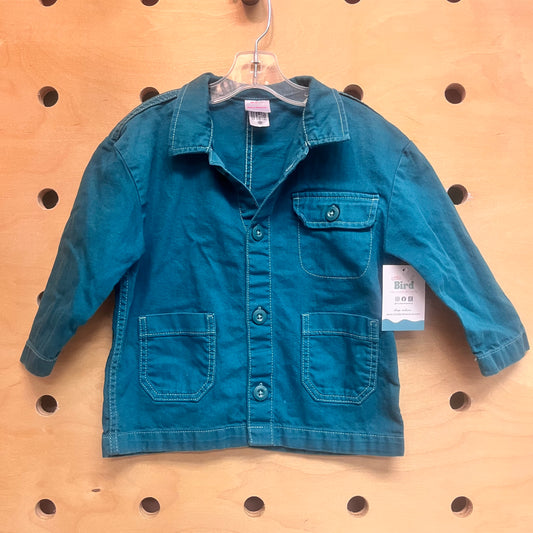 Teal Denim Button Cotton Flannel