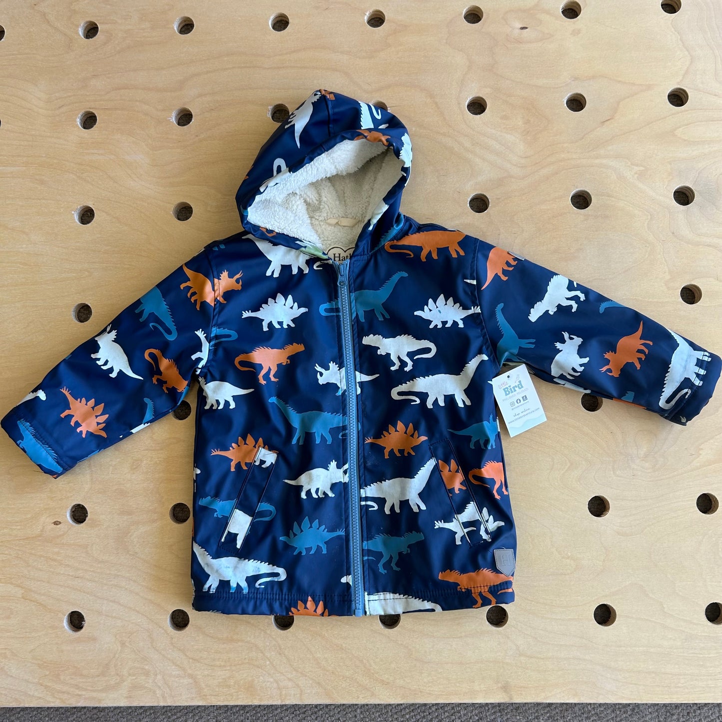 Blue Dino Lined Rain Jacket