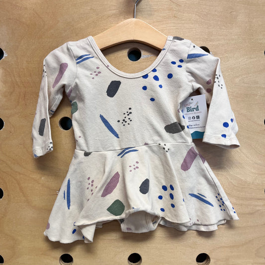 Tan/Colorful Splatters LS Dress