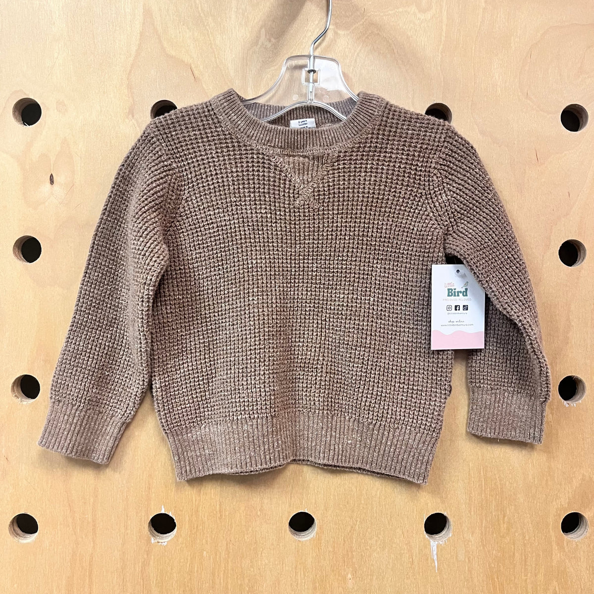 Brown Waffle Knit Sweater
