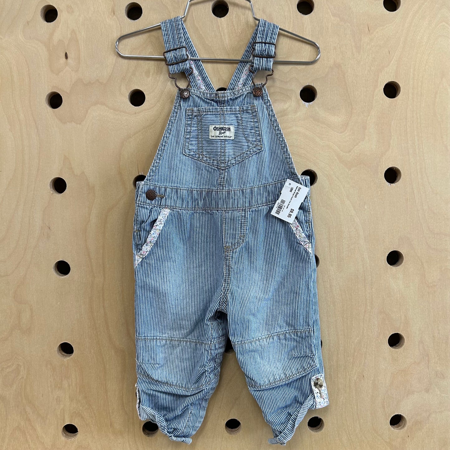 Railroad Stripe Floral Trim Overalls