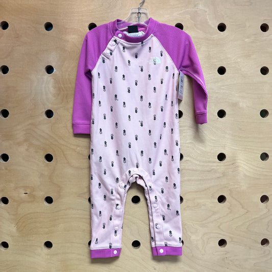 Pink Floral/Magenta Waffle Romper