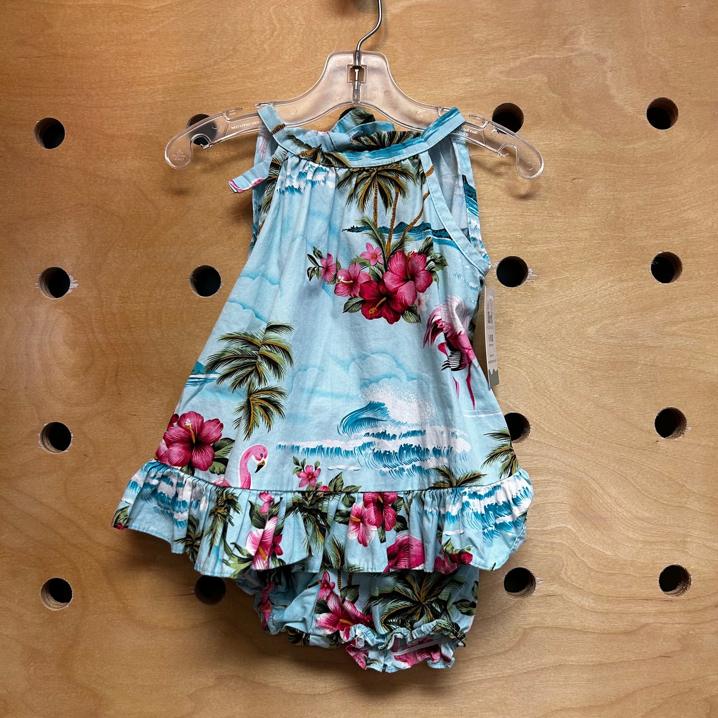Blue Tropical Dress W/ Bloomers