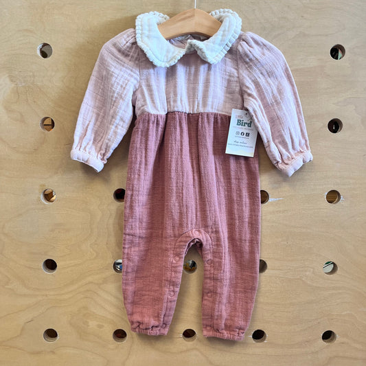 Pink Gauze Cotton Romper