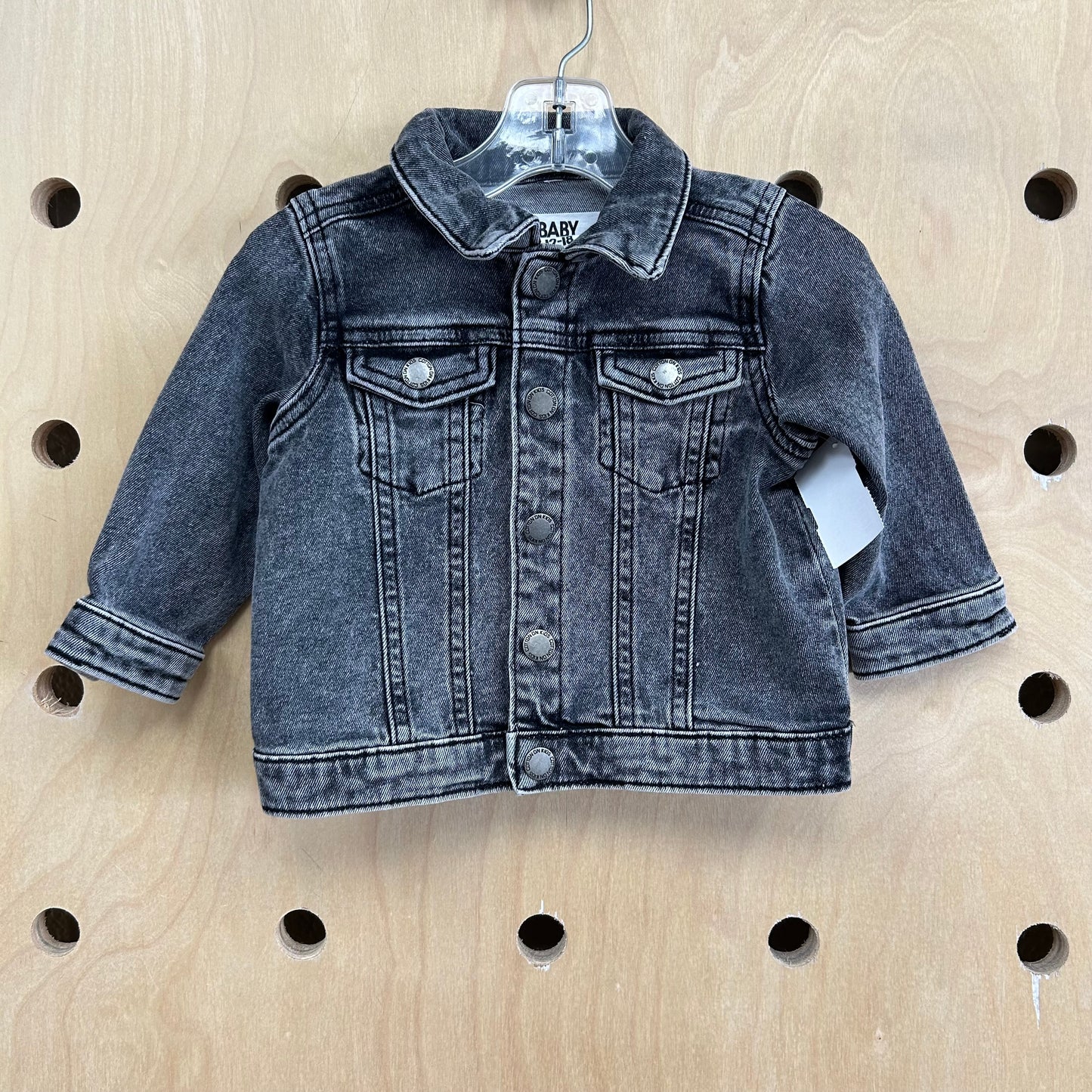 Acid Wash Black Denim Jacket