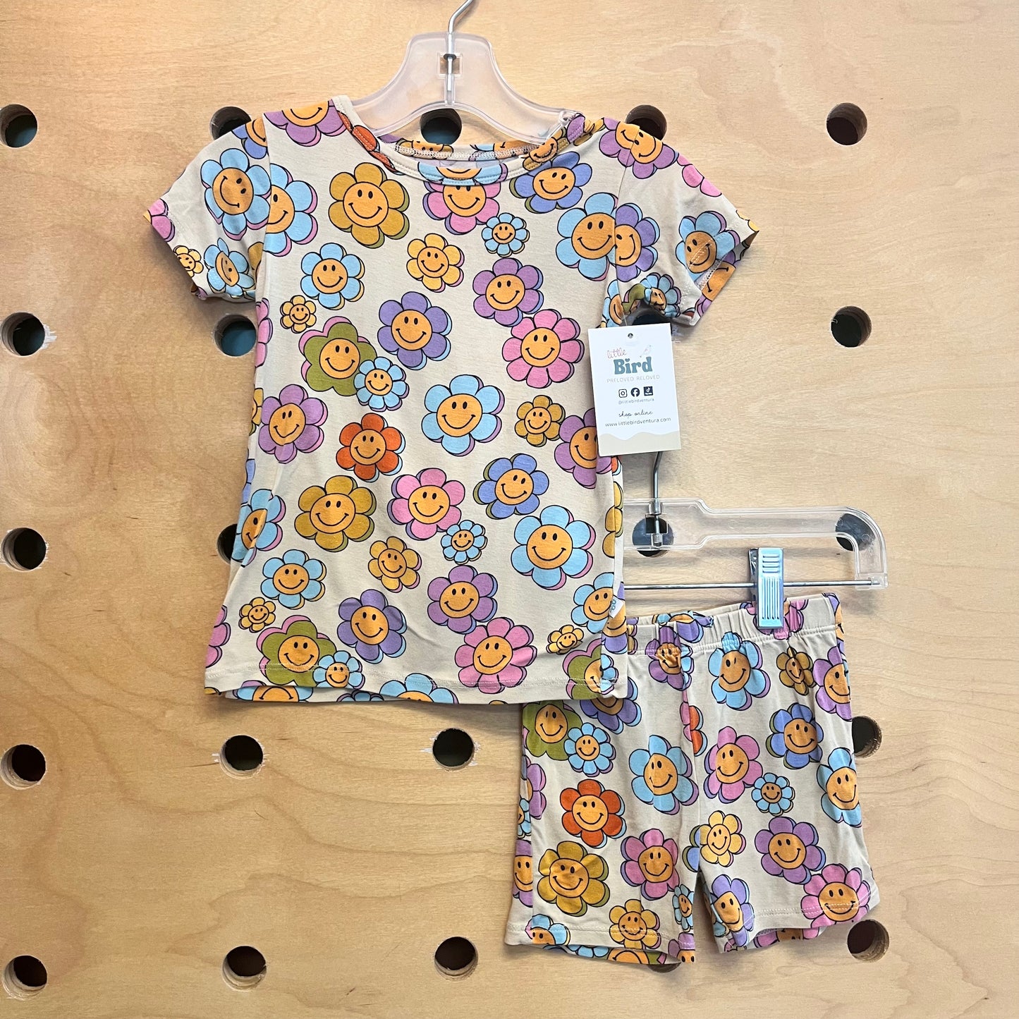 Tan Happy Flowers Bamboo Pajamas