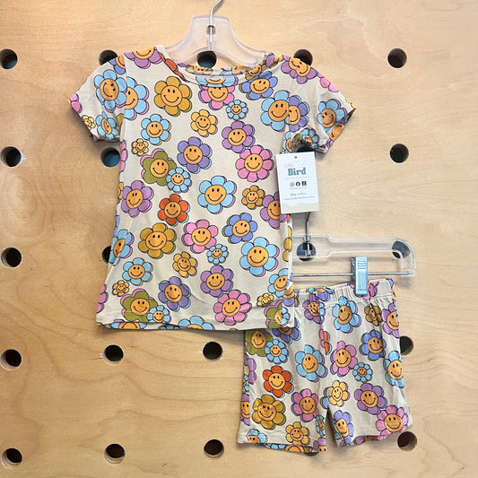 Tan Happy Flowers Bamboo Pajamas