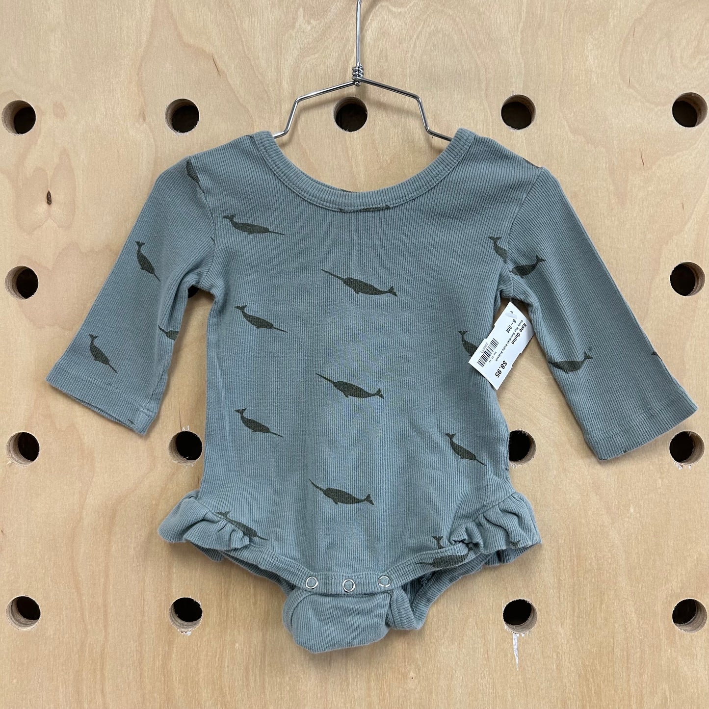 Dusty Blue Swordfish Ruffle Bodysuit