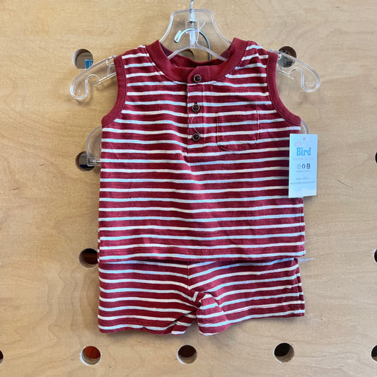 Rust Striped Tank & Shorts