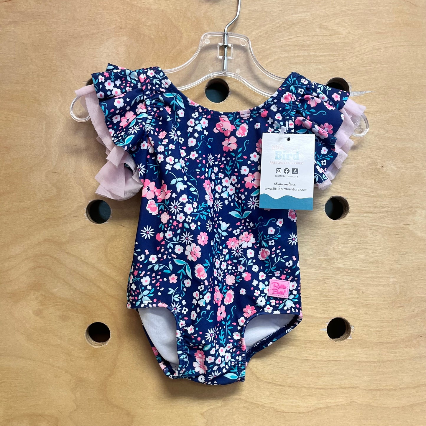 Navy/Pink Floral Swimsuit