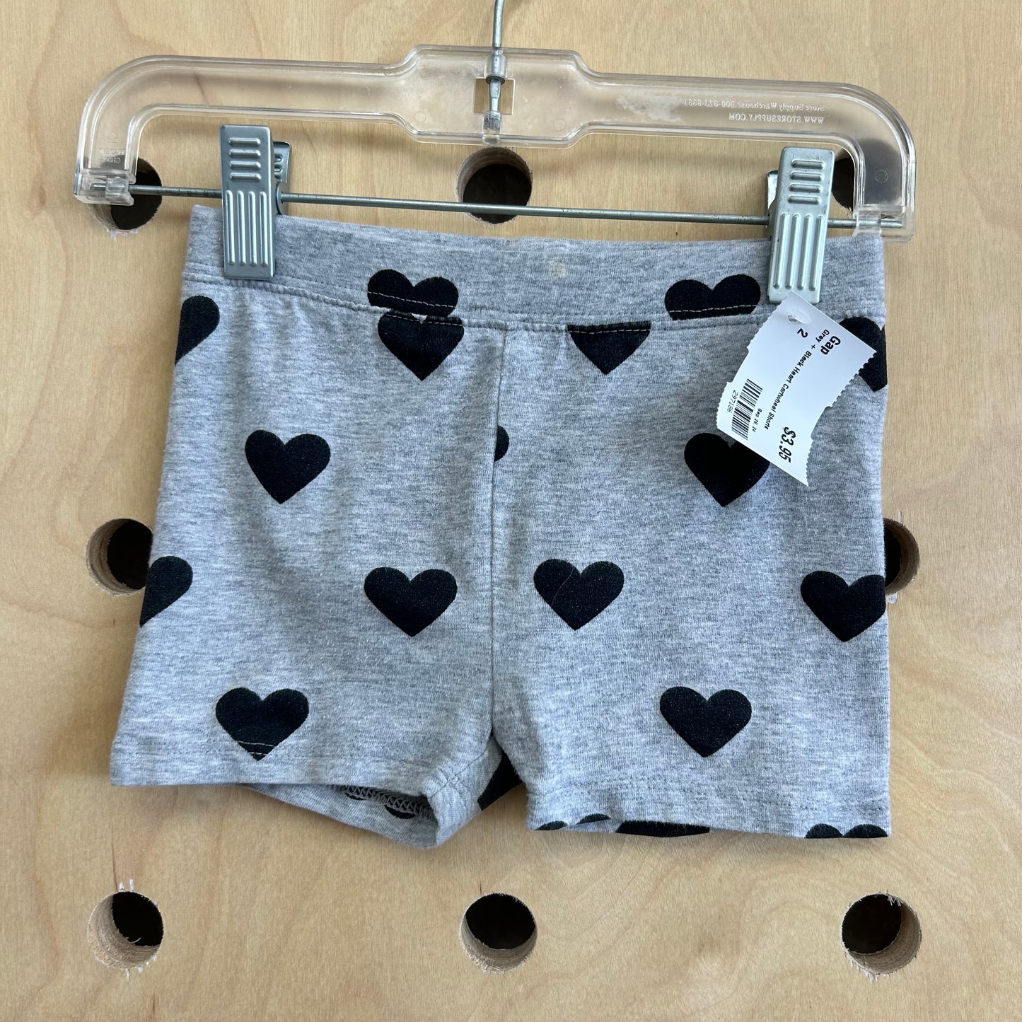 Grey + Black Heart Cartwheel Shorts