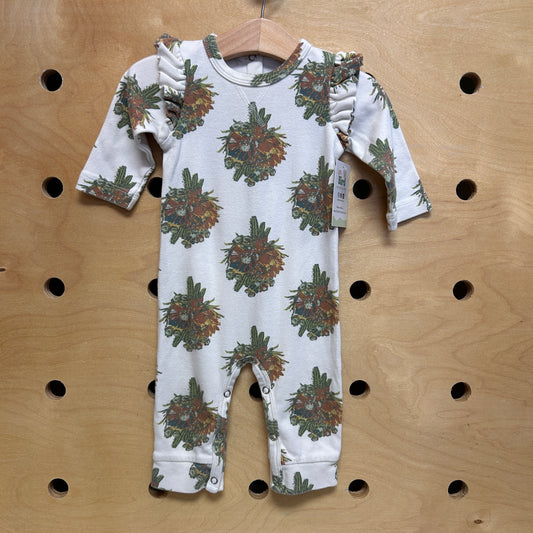White Organic Cactus Flower Romper