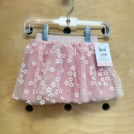 Pink/White Flowers Tulle Skirt