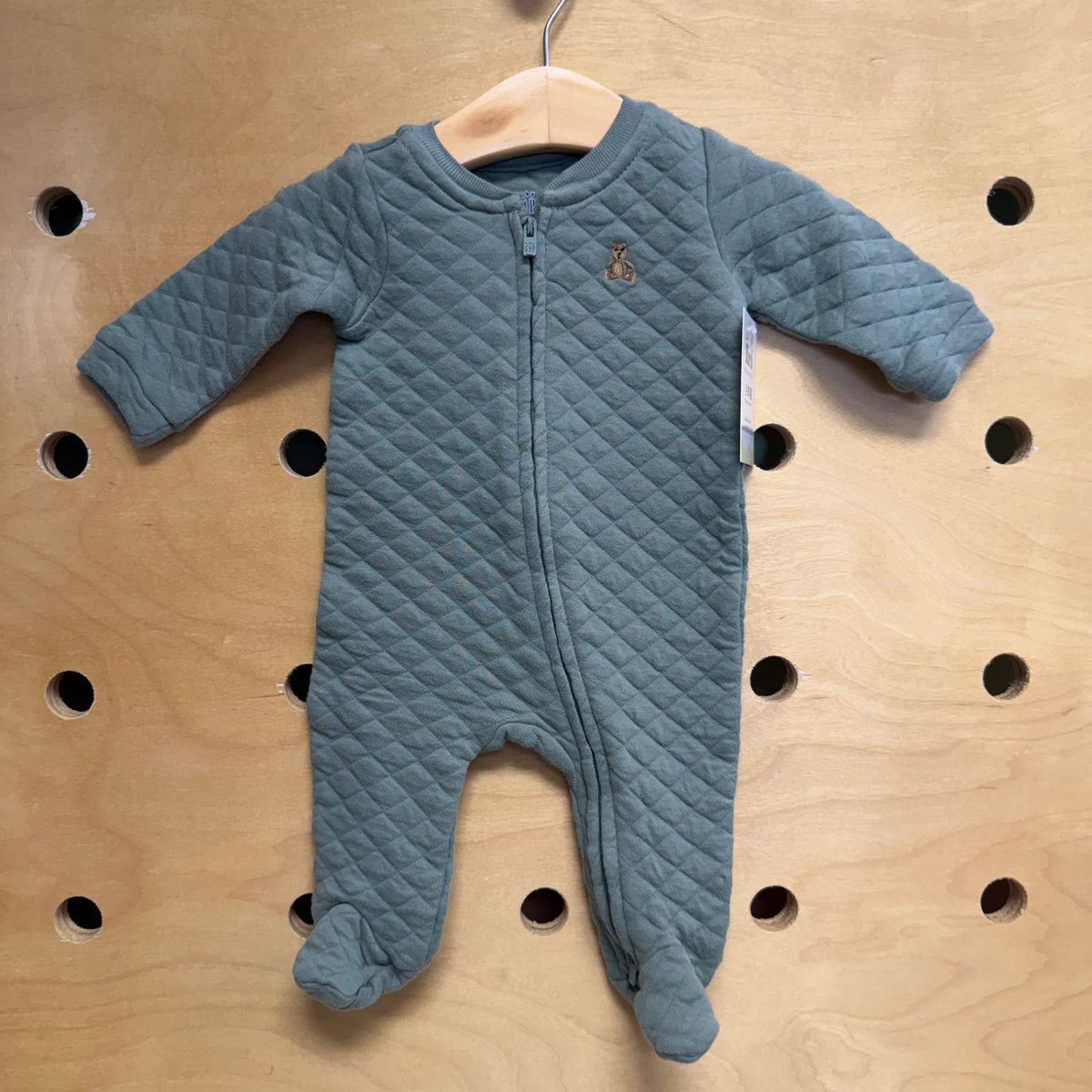 Blue Quilted Zippered Footies
