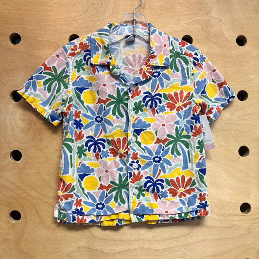 Colorful Floral/Palms Button Up