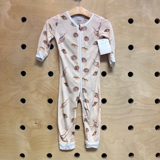 Peach Seashells Bamboo Zippy