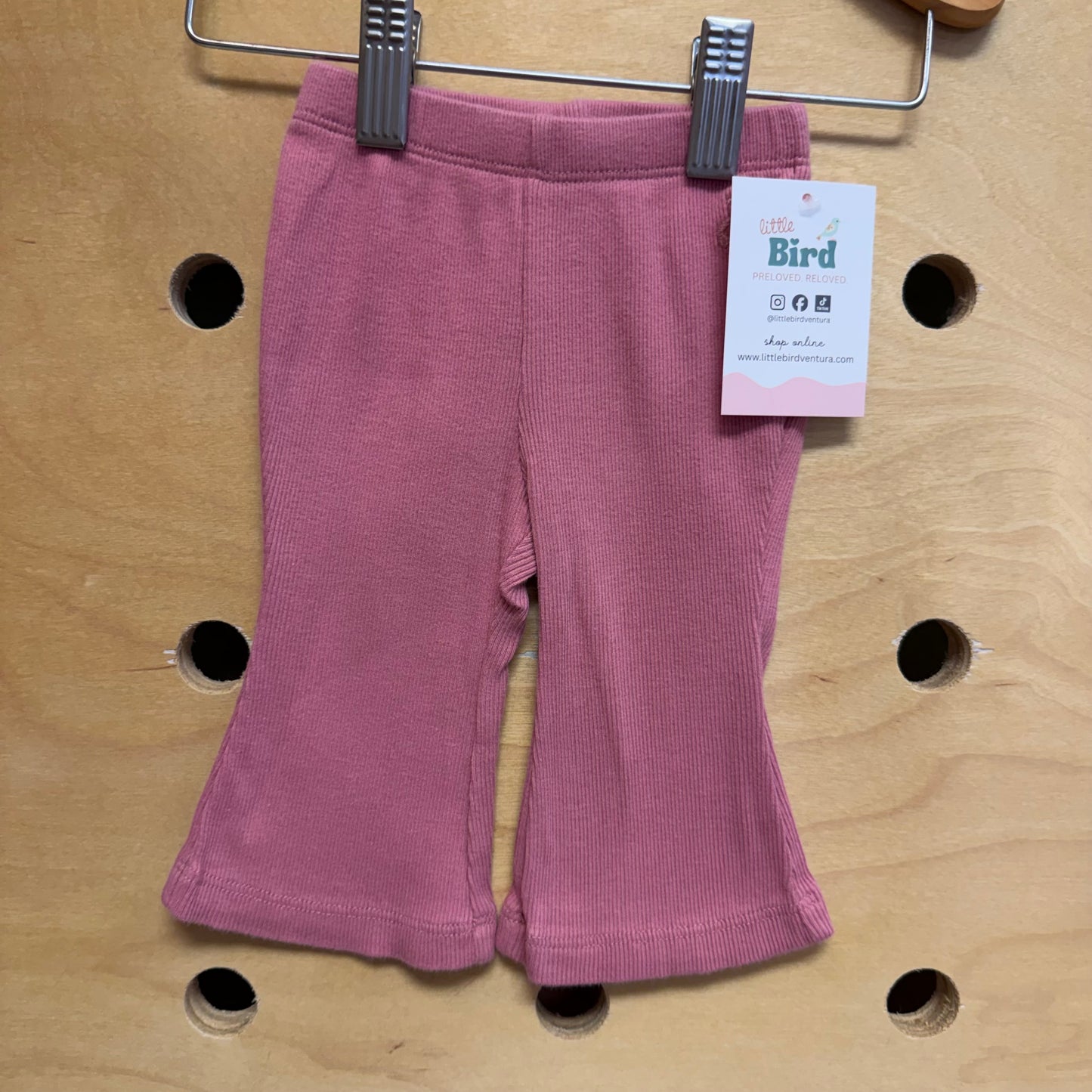 Organic Pink Ribbed Flare Leggings