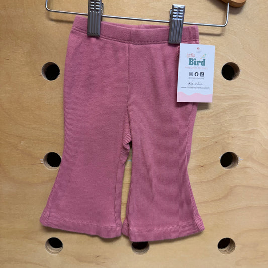 Organic Pink Ribbed Flare Leggings