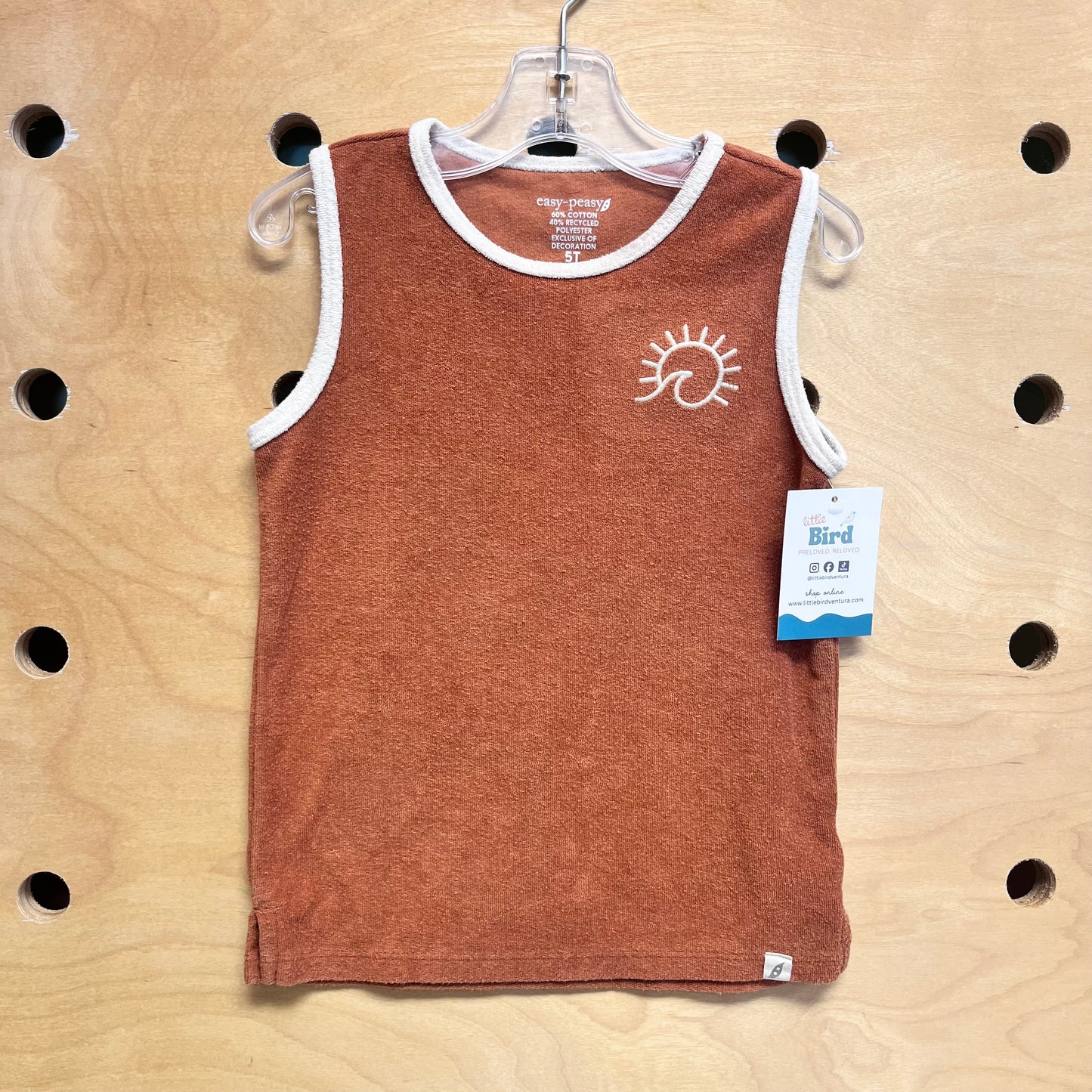 Brown Terry Embroidered Sun/Wave Tank