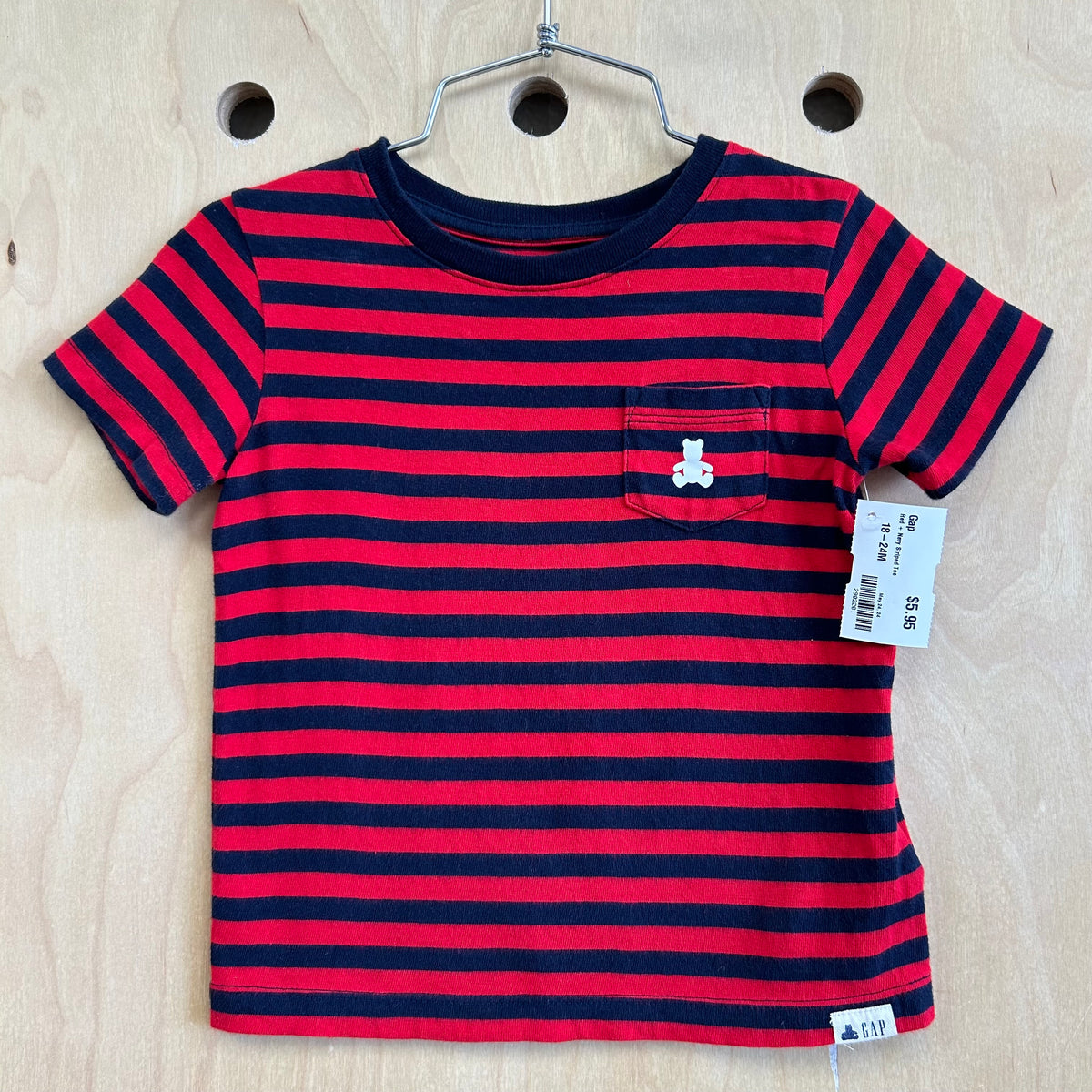 Red + Navy Striped Tee