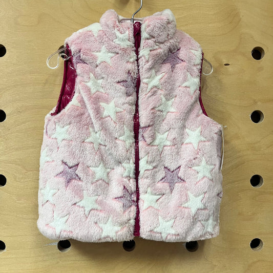 Pink Stars Reversible Puffer Vest