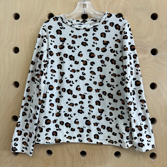 White Animal Print LS Tee