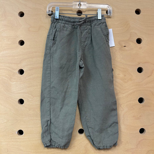 Green Linen Drawstring Pants