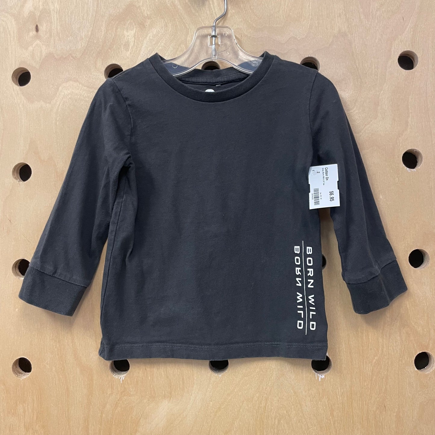 Grey Born Wild LS Tee