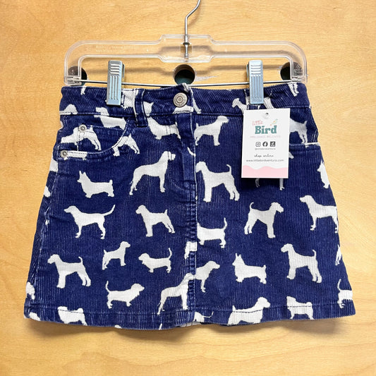 Navy Cord Dogs Heart Pocket Skirt