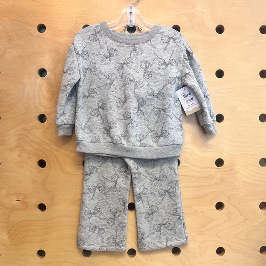 Grey Fleece Bows Outfit