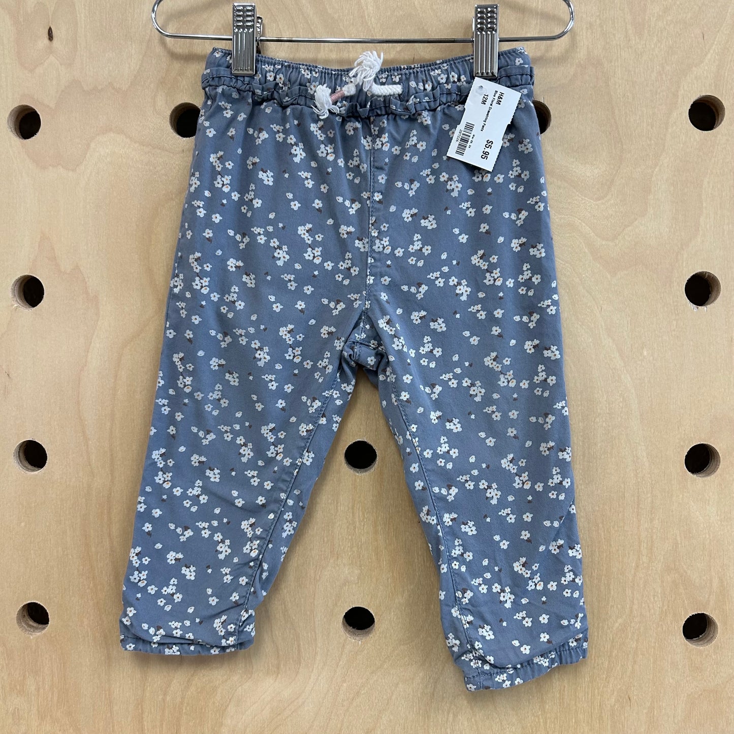 Blue Floral Drawstring Pants