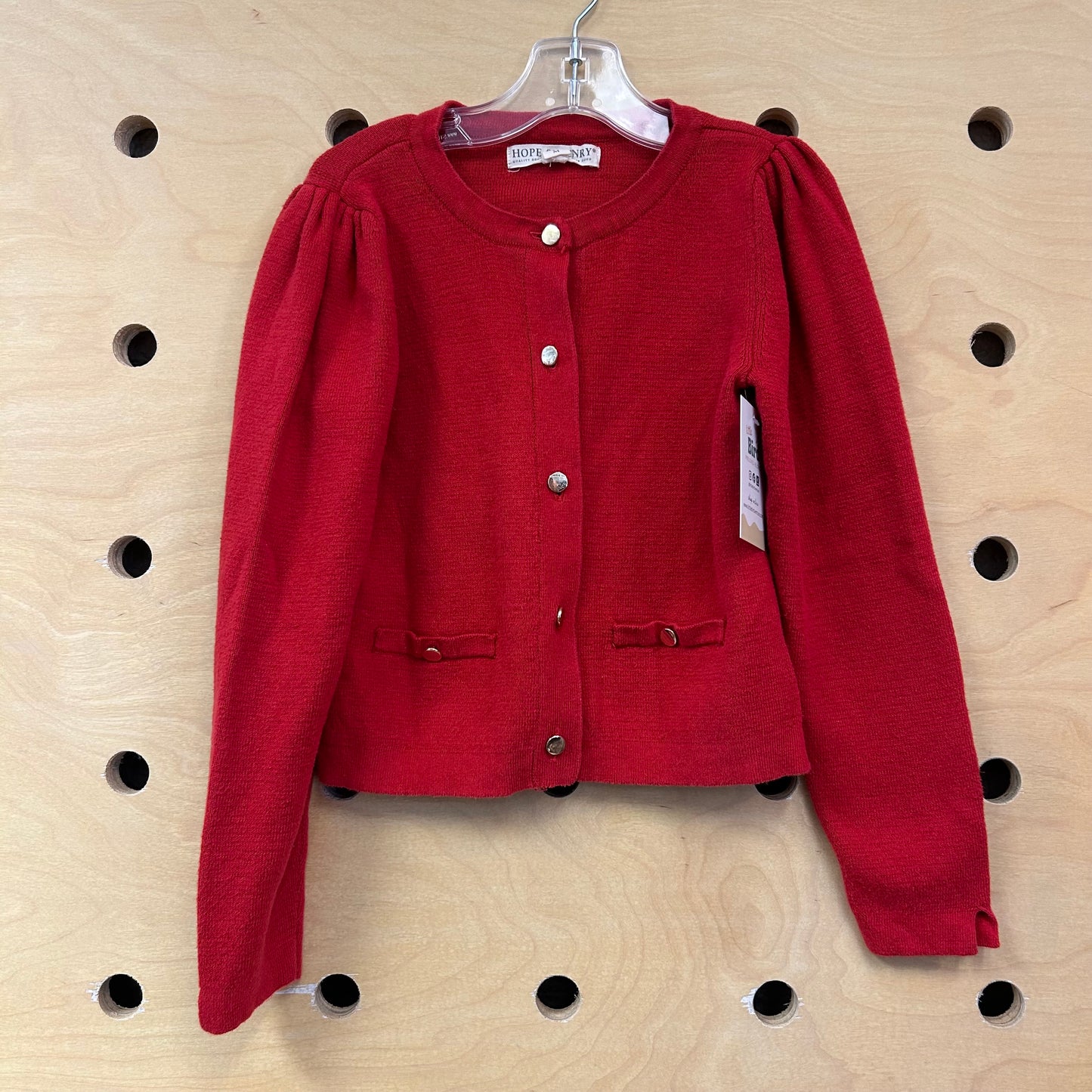 Red & Gold Button Knit Cardigan