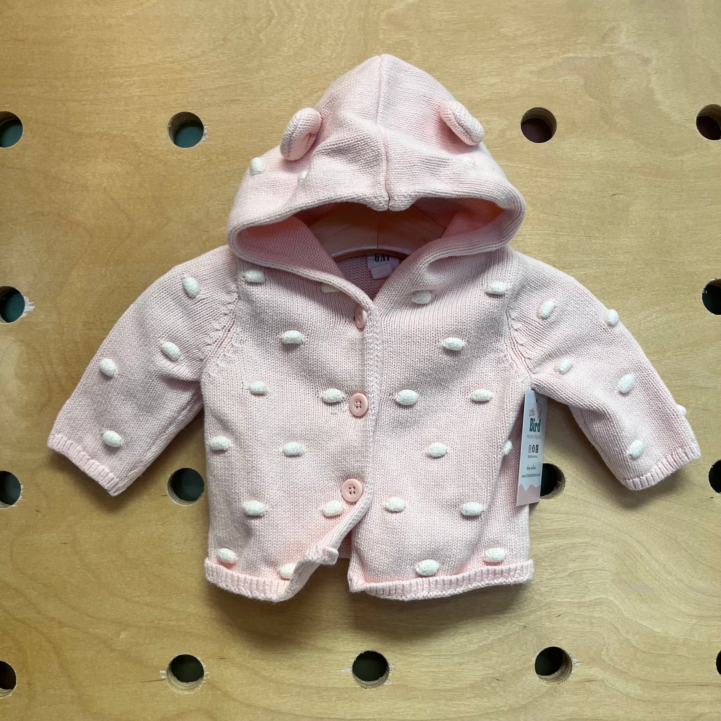 Pink & White Pom Hoodie Cardigan