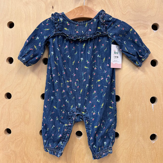 Denim Floral Romper